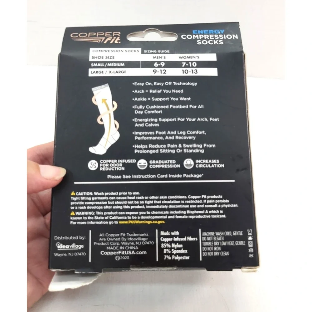 Copper Fit Energy Compression Socks Graduated Compression, Copper Infused L/XL